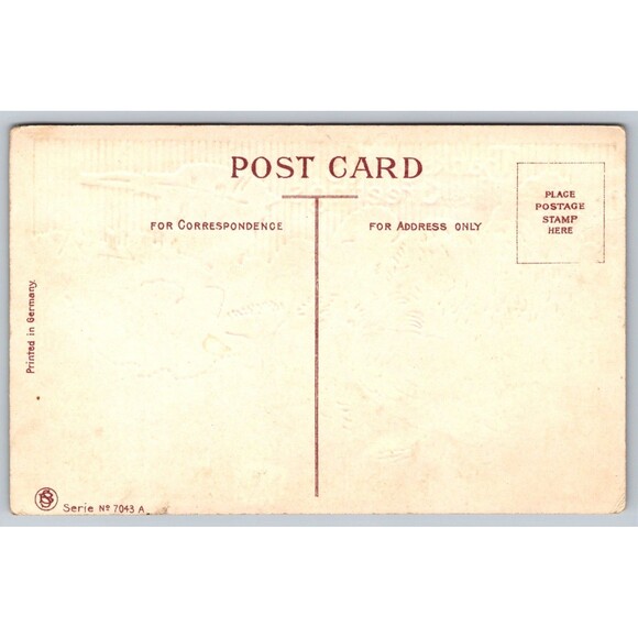 Postcard Thanksgiving Greetings Turkey Girl Germany Embossed c1910s Unposted - Picture 2 of 2